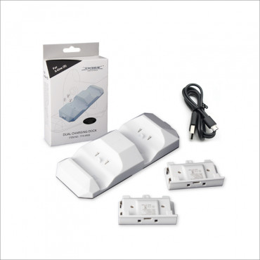 Зарядная станция XB One S Dual Charging Dock+2 шт АКБ 500 mAh с подсветкой White TYX-695S DOBE